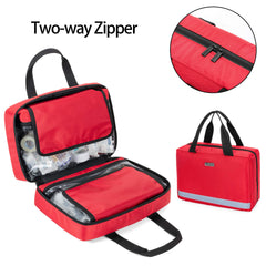 Trunab first-aid bag reflective strip aids quick location in the dark.