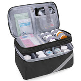 Trunab medicine storage bag showing adjustable compartments for organized pills.