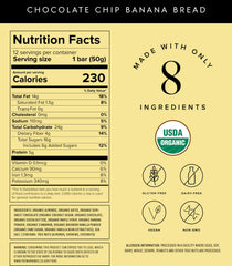 Truvani bar chocolate chip banana bread ingredient closeup, showcasing natural whole foods