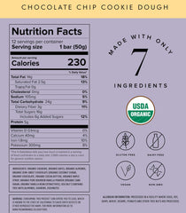 Truvani bar close-up showing chocolate chips and almonds for flavor and protein.