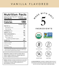 Truvani Vanilla Pea Protein Ingredients panel highlights clean, transparent nutrition.
