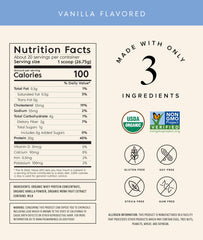 Truvani Vanilla whey protein scoop ready for quick post-workout shakes.