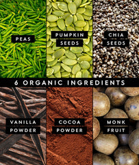 Truvani scoop with chocolate protein powder ready for a serving.