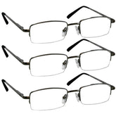 TruVision Readers 3-pack gunmetal frame for durable everyday wear and easy reading.