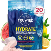 TruWild Hydrate powder dissolving in water for quick on-the-go hydration