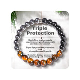TUBIANCA Triple Protection Bracelet tiger eye close-up for confidence and prosperity