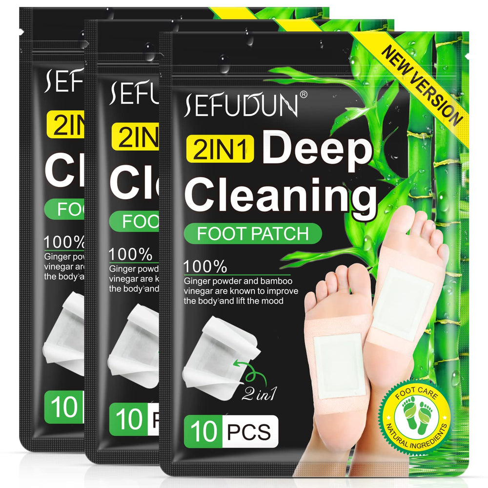 Tudiqe 2in1 Foot Pads packaging shows natural ingredients for cleansing rituals.