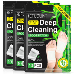 Tudiqe 2in1 Foot Pads packaging shows natural ingredients for cleansing rituals.