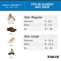 Tuli's latex-free gel contours the heel for comfortable wear.