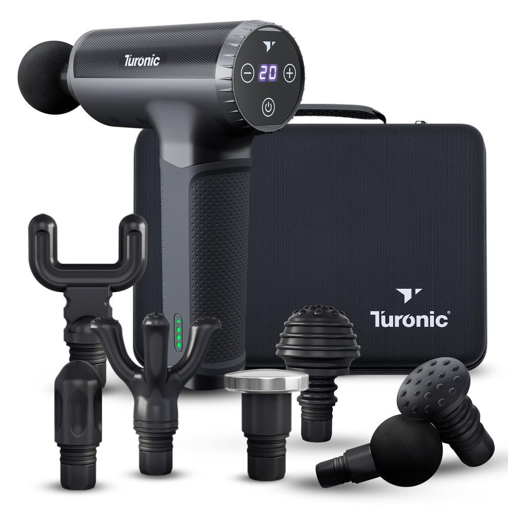 Turonic GM5 massage gun delivers deep tissue percussion for targeted relief.