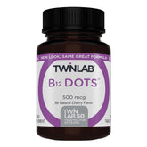 Twinlab B-12 Dots bottle pour, daily energy support.