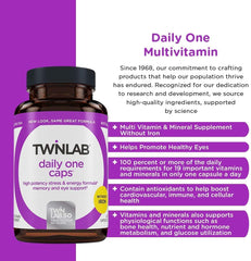 Twinlab Daily One capsules side view for easy daily use