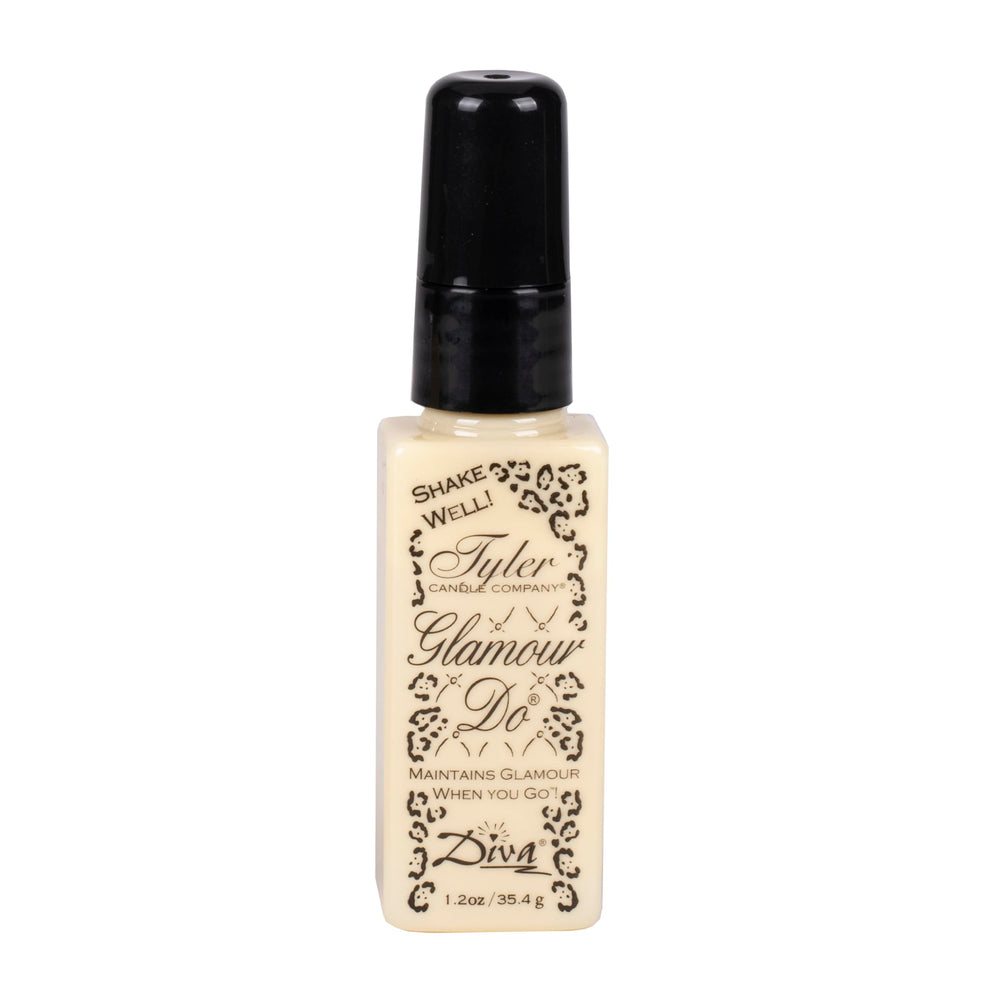 Tyler Candle Co Diva Glamour Do pump spray closeup shows travel-size convenience for on-the-go fragrance.
