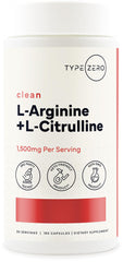 Type Zero bottle of L-Arginine + L-Citrulline designed for endurance support.