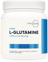 Type Zero L-Glutamine powder bottle, ideal for daily vegan supplementation.