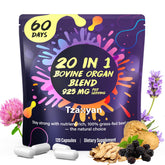 tzaxyan 20-in-1 beef organ supplement bottle pour showing convenient dosing for daily use