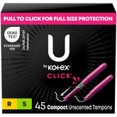 U by Kotex Click tampón compacto regular, protección discreta y confiable.