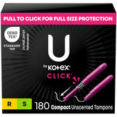 U by Kotex Click tampons compact packaging for on-the-go protection