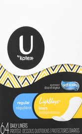 U by Kotex Natural Balance Lightdays liners pack front offering light day protection and fragrance-free use