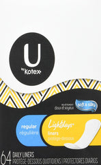 U by Kotex Natural Balance Lightdays liners pack front offering light day protection and fragrance-free use