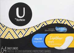 U by Kotex Natural Balance liner cover texture shows aloe and vitamin E with skin-friendly softness