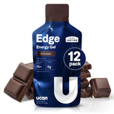 UCAN Edge chocolate gel shot packaging ready for on-the-go energy during workouts