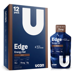 UCAN Edge mocha gel shot packet for steady energy on the go