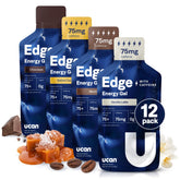 UCAN Edge energy gel shot packaging shown for convenient on-the-go fueling.