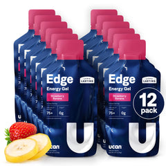 UCAN Edge energy gel shot packaging shown for convenient fueling during workouts.