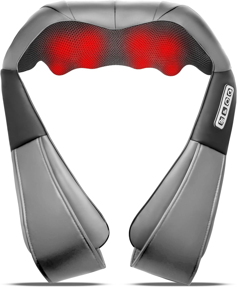 UFFAE Grey Shiatsu Neck Massager front view highlights compact ergonomic design for home use.