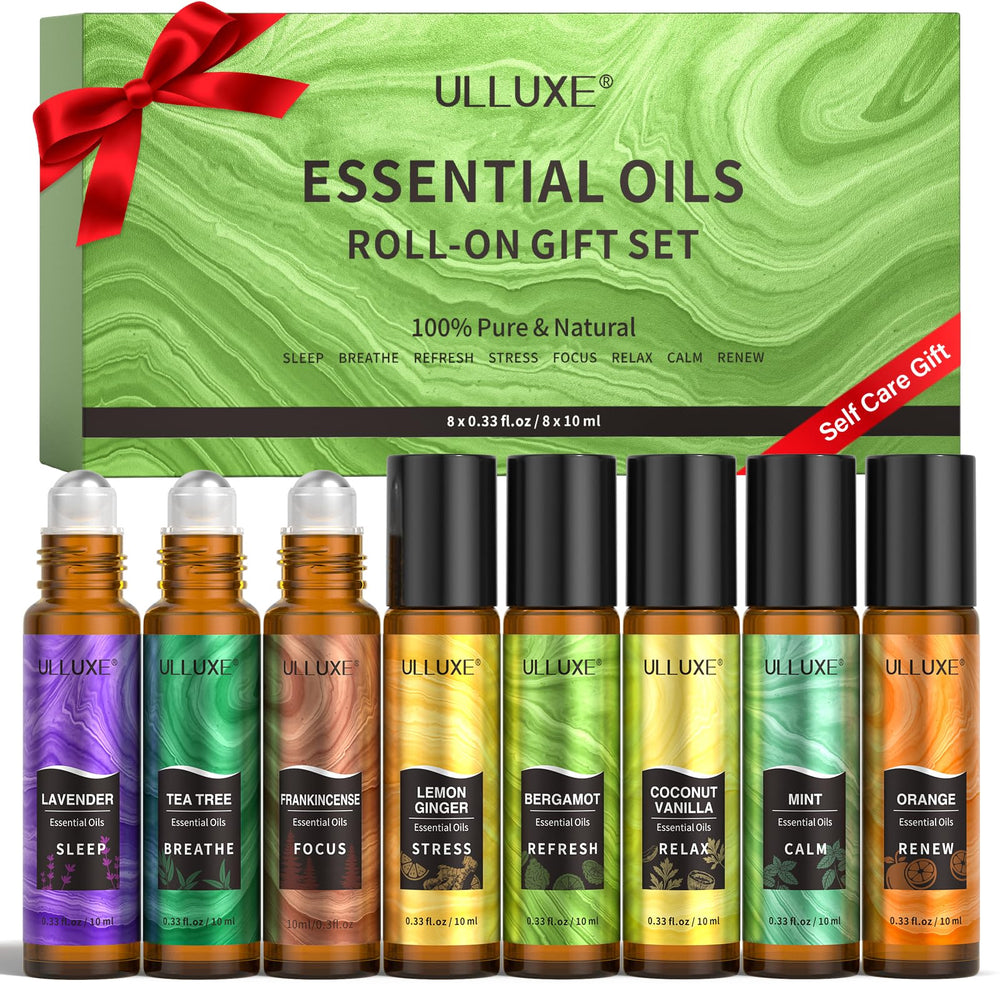 Ulluxe lavender roll-on bottle for calming moments.