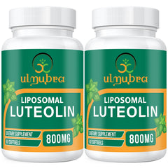 Ulmubra liposomal luteolin 800mg bottle emphasizes high absorption and antioxidant support.