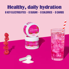 Ultima Replenisher ingredients close-up highlights six electrolytes and vitamin C