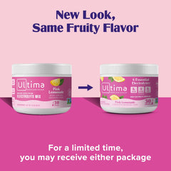 Fresh pink lemonade hydration in a glass using Ultima Replenisher.