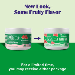 Ultima Replenisher Watermelon bottle with glass ready to drink