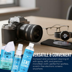 Ultra Clarity 6oz refill bottle keeps lenses and screens pristine.