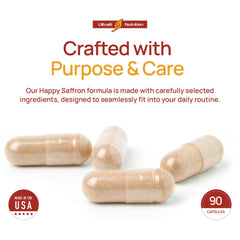 Ultra6 Nutrition Happy Saffron daily-use scene promoting digestion comfort.