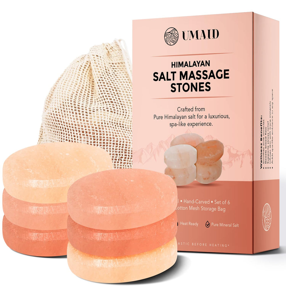 UMAID Himalayan salt massage stones 6-pack ready for home spa relaxation