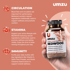 UMZU Redwood bottle cap close-up shows secure packaging for on-the-go use.