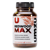 UMZU Redwood Max bottle close-up showing supplement bottle and label design for energy support