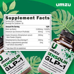 UMZU Sensolin bottle featuring Banaba leaf for GLP-1 support.