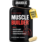 UNALTERED Anabolic Muscle Builder bottle shown for natural strength support.