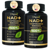UNcena NAD supplement bottle supports cellular vitality and energy.
