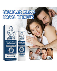 Uncle Stiffy nasal inhaler opens with one hand for rapid refresh.
