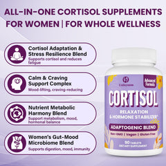Uniisyunm Cortisol Supplements bottle closeup with tablets suggests easy dosing.