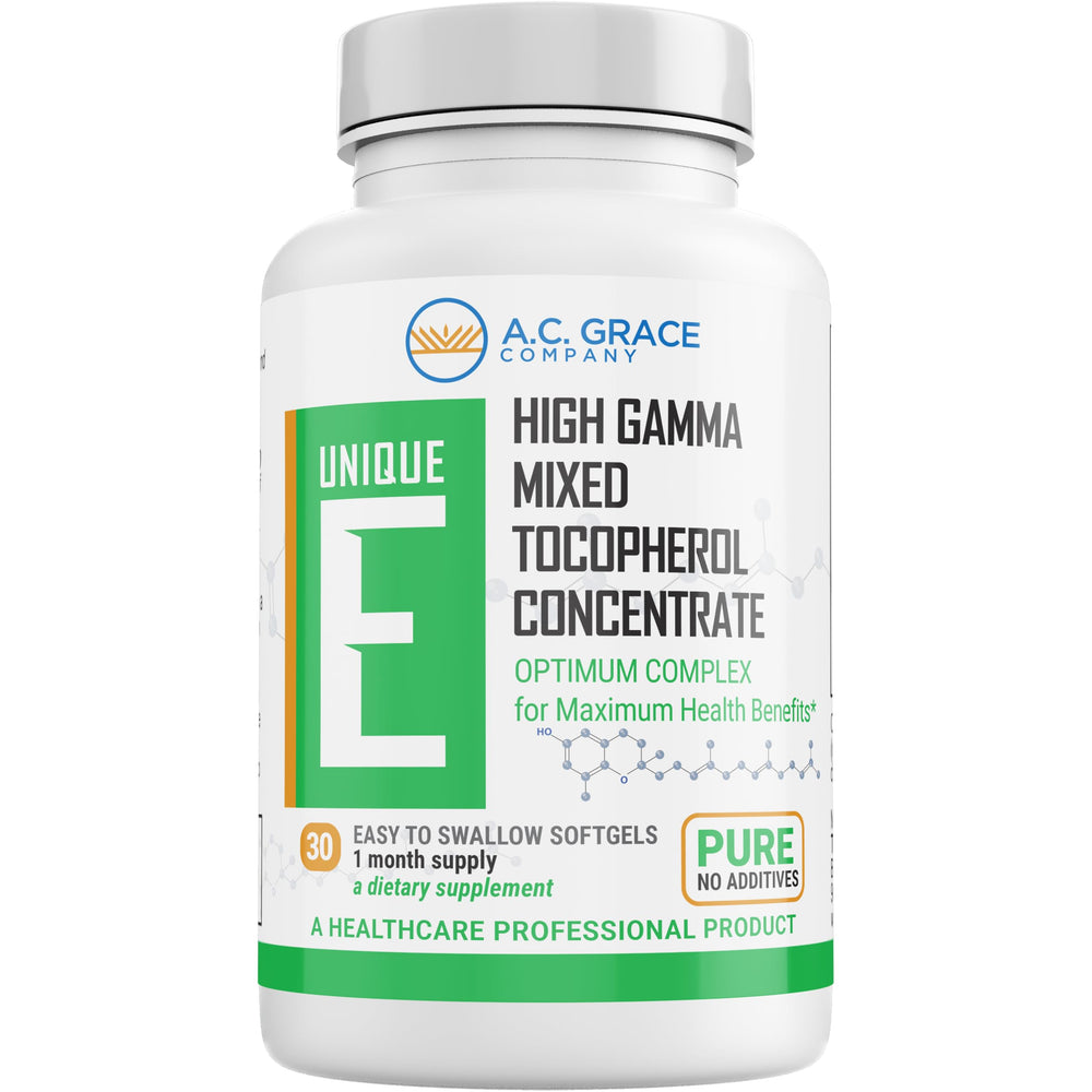 Unique E A.C. Grace bottle with mixed tocopherols softgels for lipid support