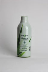 Close-up of Univera Aloe Vera Juice label highlighting ACTIVALOE and organic sourcing