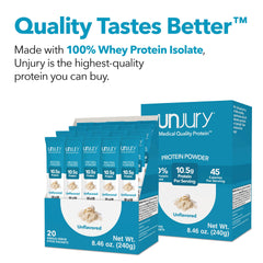 Unjury whey protein stick unflavored mixed with coffee for a quick boost.