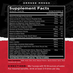 Unmatched Electrashred powder tub ready to mix orange mango flavor.