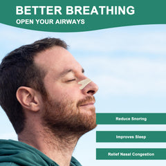UPMOSTEK nasal strips applied on nose to reduce snoring and improve airflow